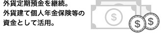 外貨定期預金を継続。外貨建て個人年金保険の資金として活用。